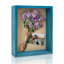 creative new design Tung wood wholesale custom 9x11 distressed Blue 3d deep money Medal Bouquet Shadow Box Frame